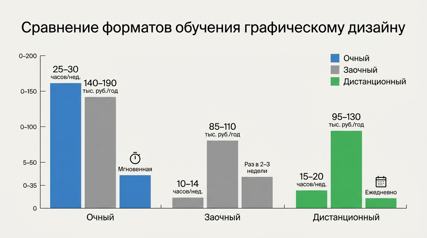 Сравнения форматов обучения графического дизайна